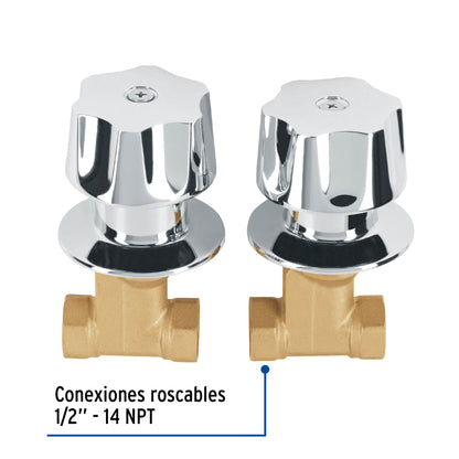 Juego llaves empotrar roscables, maneral metálico, Basic 49800