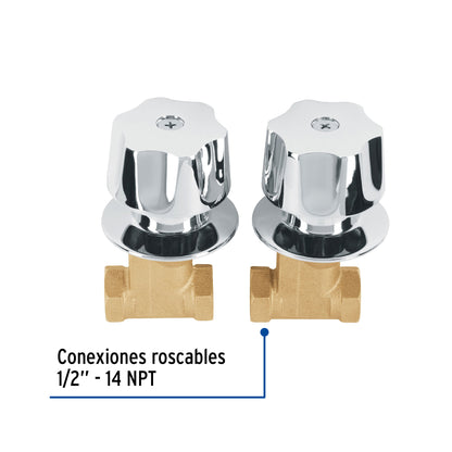 Juego llaves empotrar roscables, maneral metálico, Foset 49251