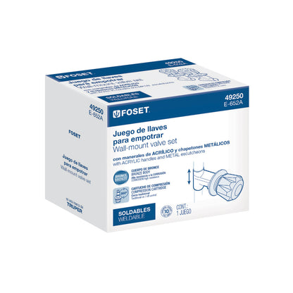 Juego llaves empotrar soldables, maneral acrílico, Foset 49250