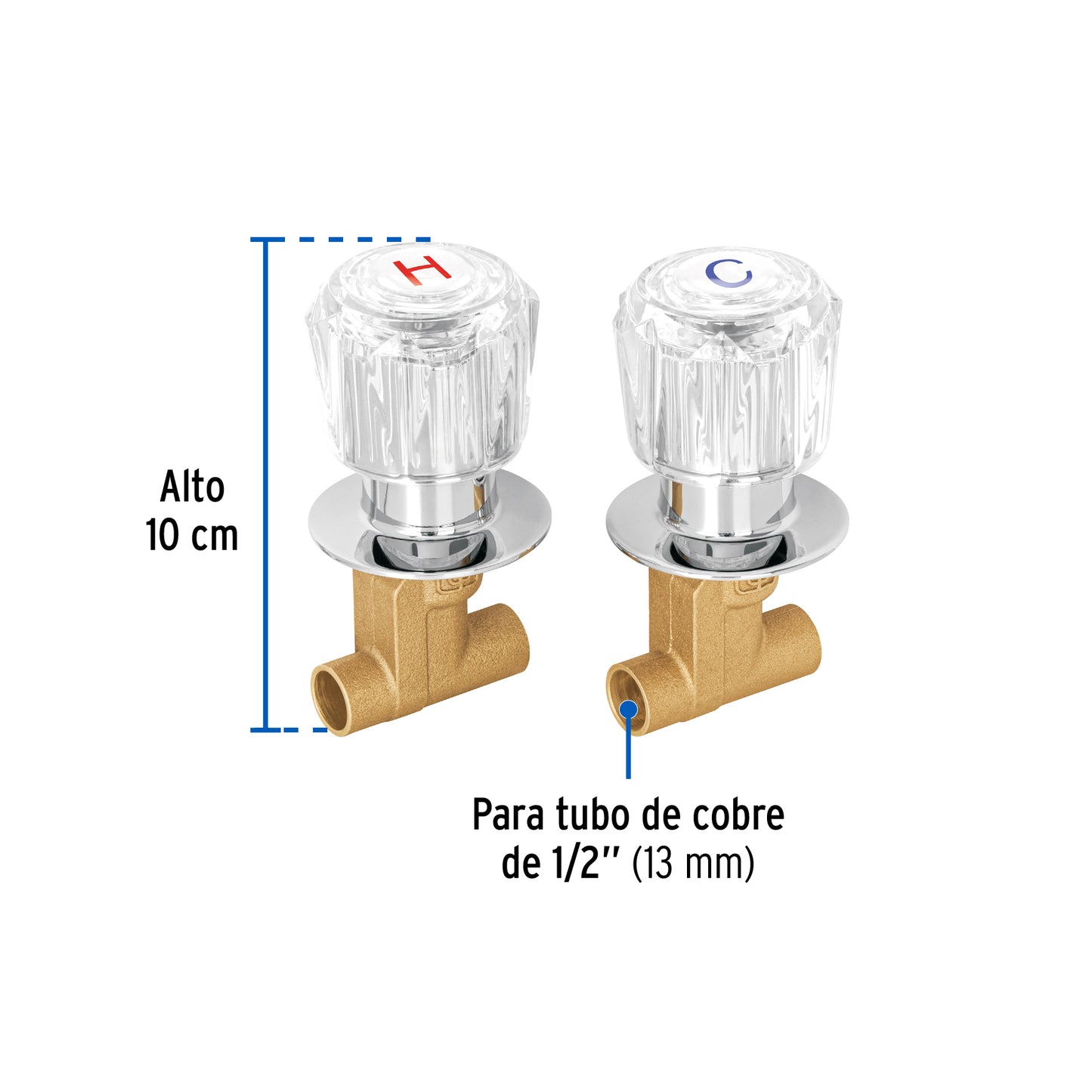 Juego llaves empotrar soldables, maneral acrílico, Foset 49250