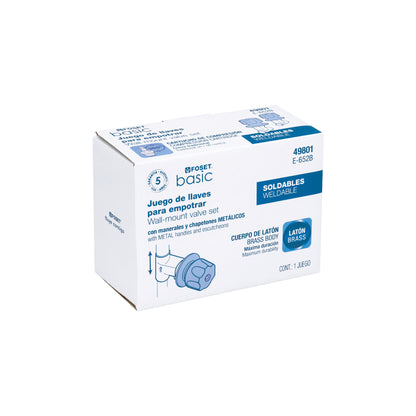 Juego llaves empotrar soldables, maneral metálico, Basic 49801