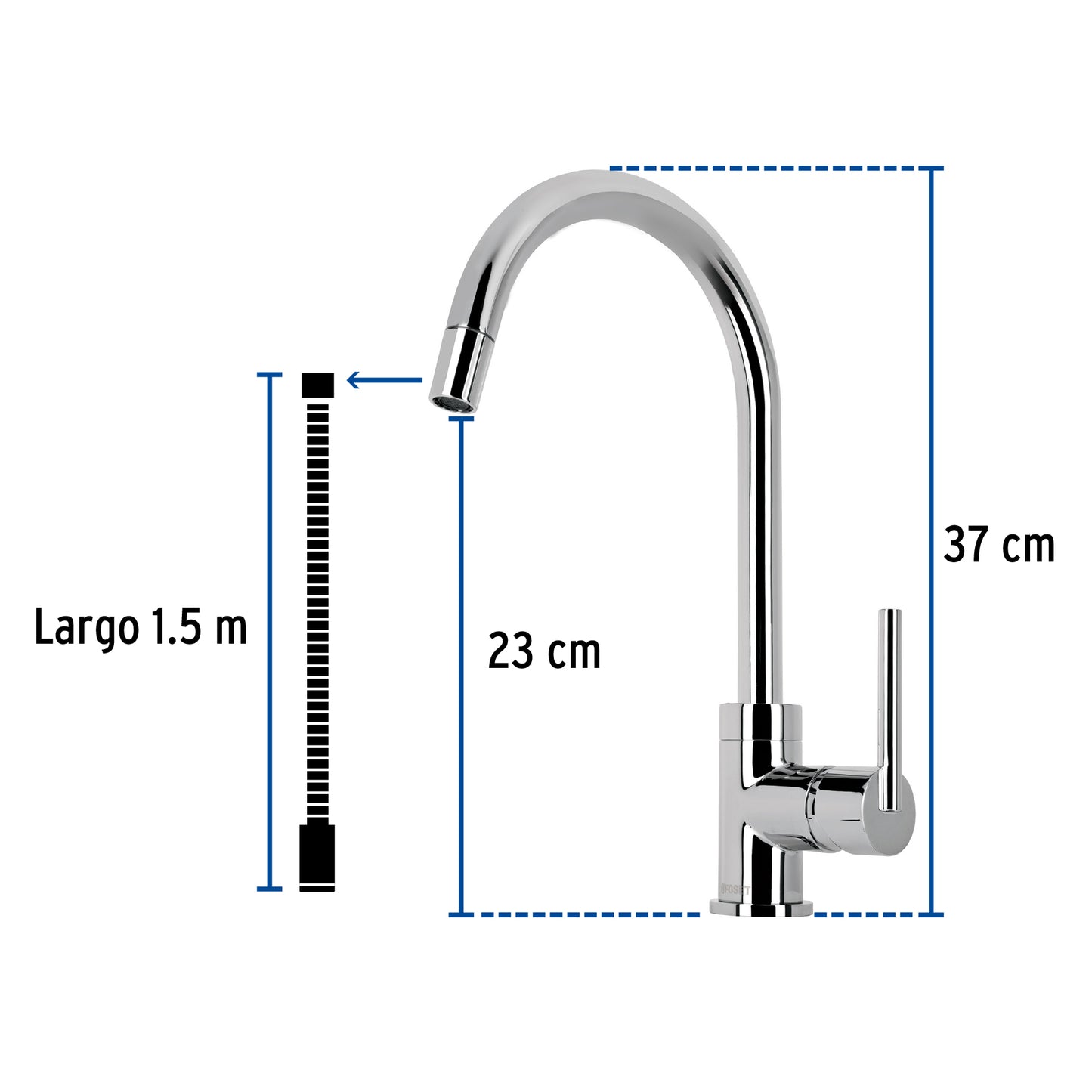 Monomando cromo nariz retráctil para fregadero, Foset 49914