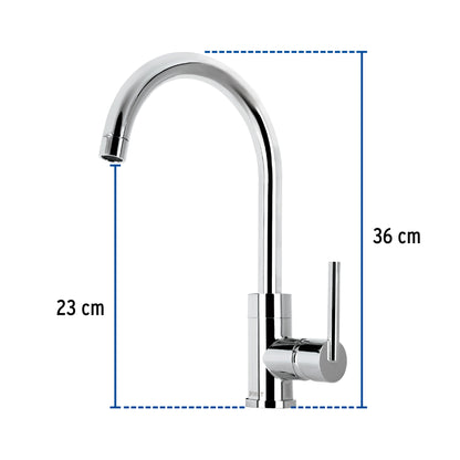 Monomando cromo cuello alto para fregadero, Foset 49915