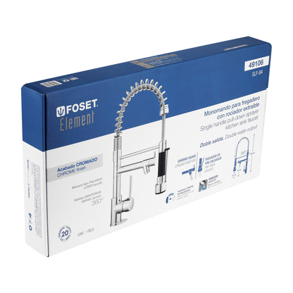 Monomando con doble salida para fregadero, Cromo, Element 49106