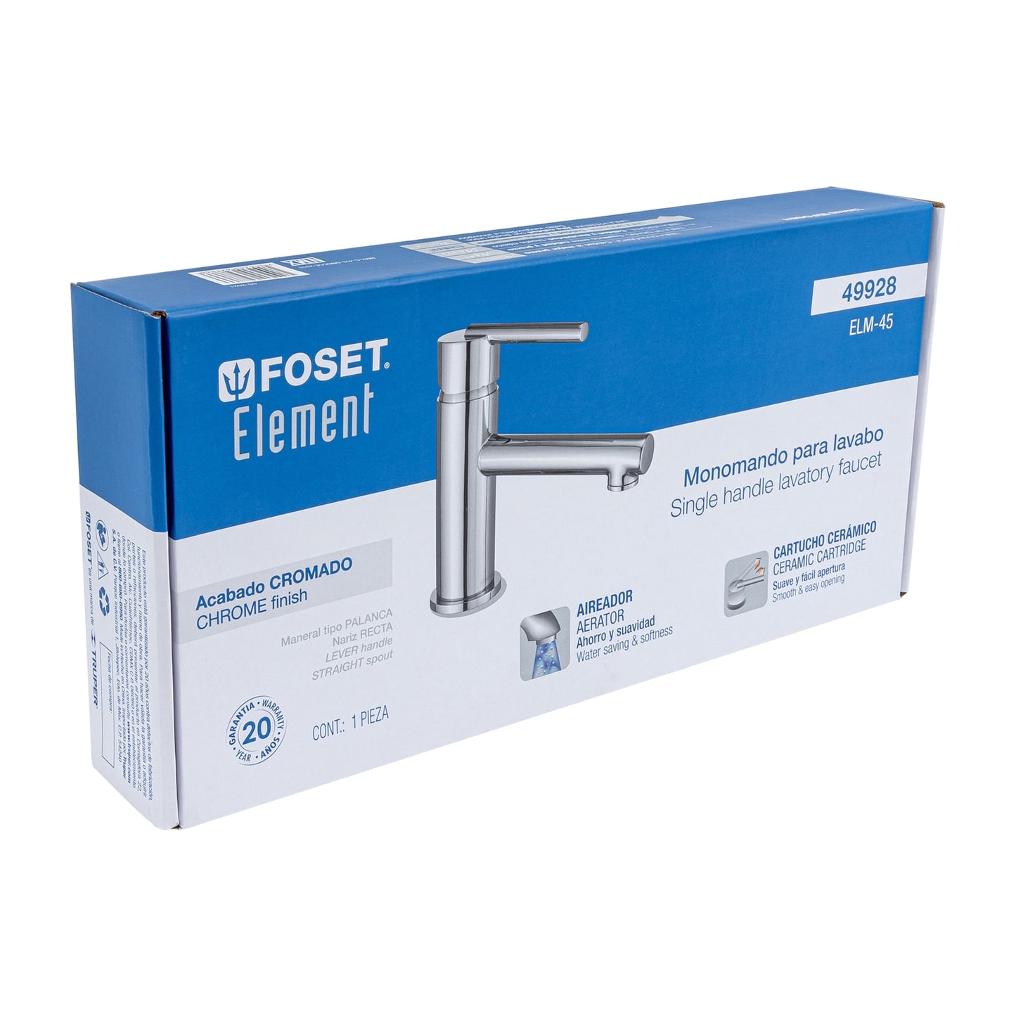 Monomando corto cromo para lavabo, Foset 49928