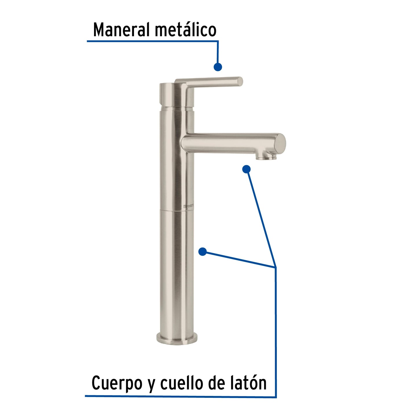 Monomando alto satín para lavabo, Foset 49941