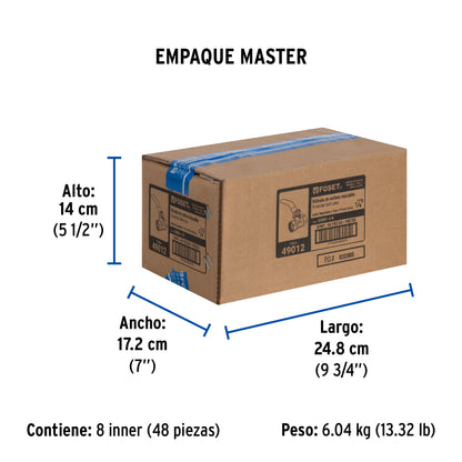 Válvula de esfera de latón, roscable 1/4', Foset 49012