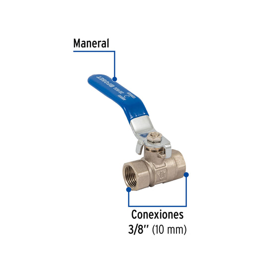 Válvula de esfera de latón, roscable 3/8", FOSET 49013