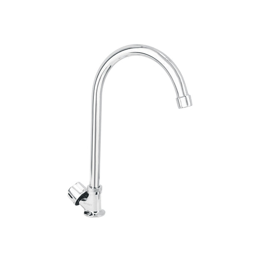 Llave individual fregadero, cuello curvo, hexagonal, BASIC 47691