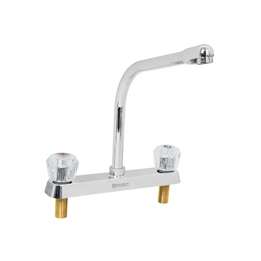Mezcladora 8" fregadero cromo, cuello cobra, acrílico, BASIC 49192