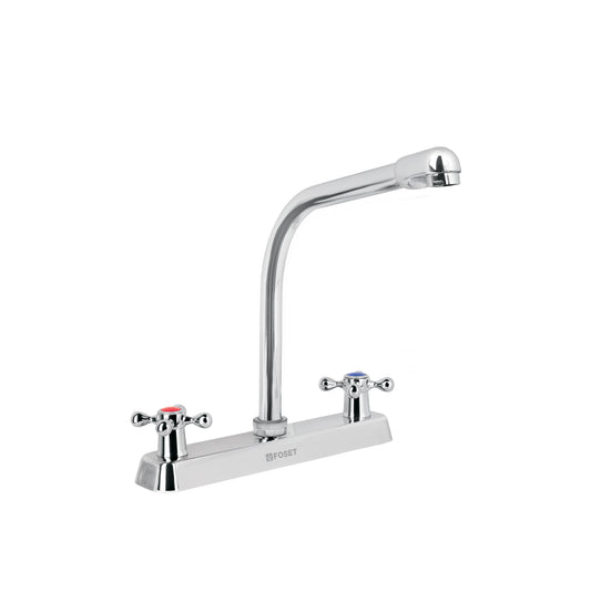 Mezcladora 8" fregadero cromo, cuello cobra, cruceta, BASIC 45613