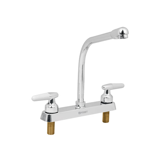 Mezcladora 8" fregadero cromo, cuello cobra, cono, BASIC 49180