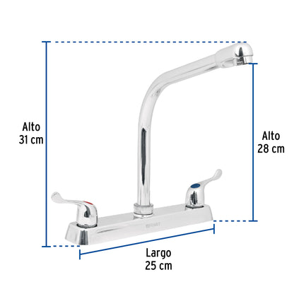 Mezcladora 8" fregadero cromo, cuello cobra, palanca, BASIC 49191