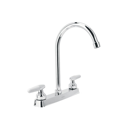 Mezcladora 8" fregadero cromo, cuello curvo, cono, BASIC 45619