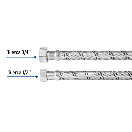 Manguera para boiler, acero inox, 1/2"x3/4", 60 cm, Foset 49132