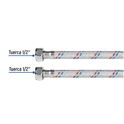 Manguera lavabo/fregadero, aluminio, 1/2"x1/2",55 cm, Basic  26021