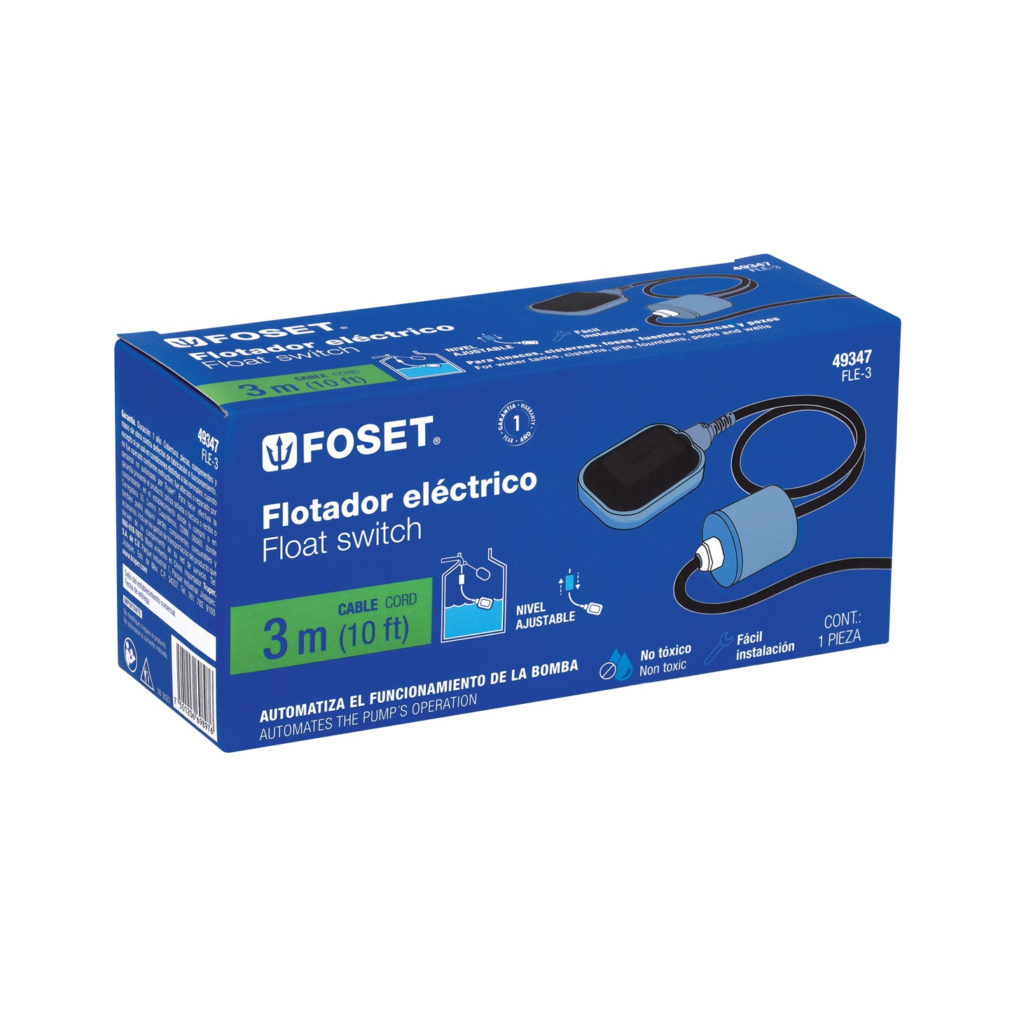 Flotador eléctrico con cable de 3 m, FOSET 49358