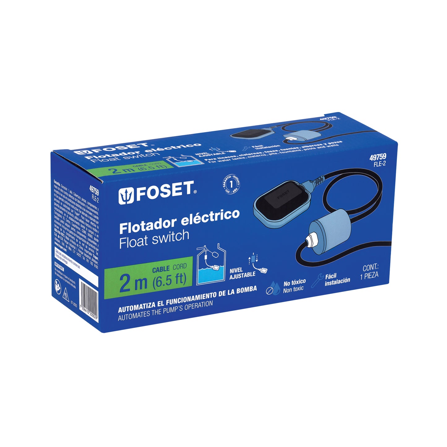 Flotador eléctrico con cable de 2 m, FOSET 49759