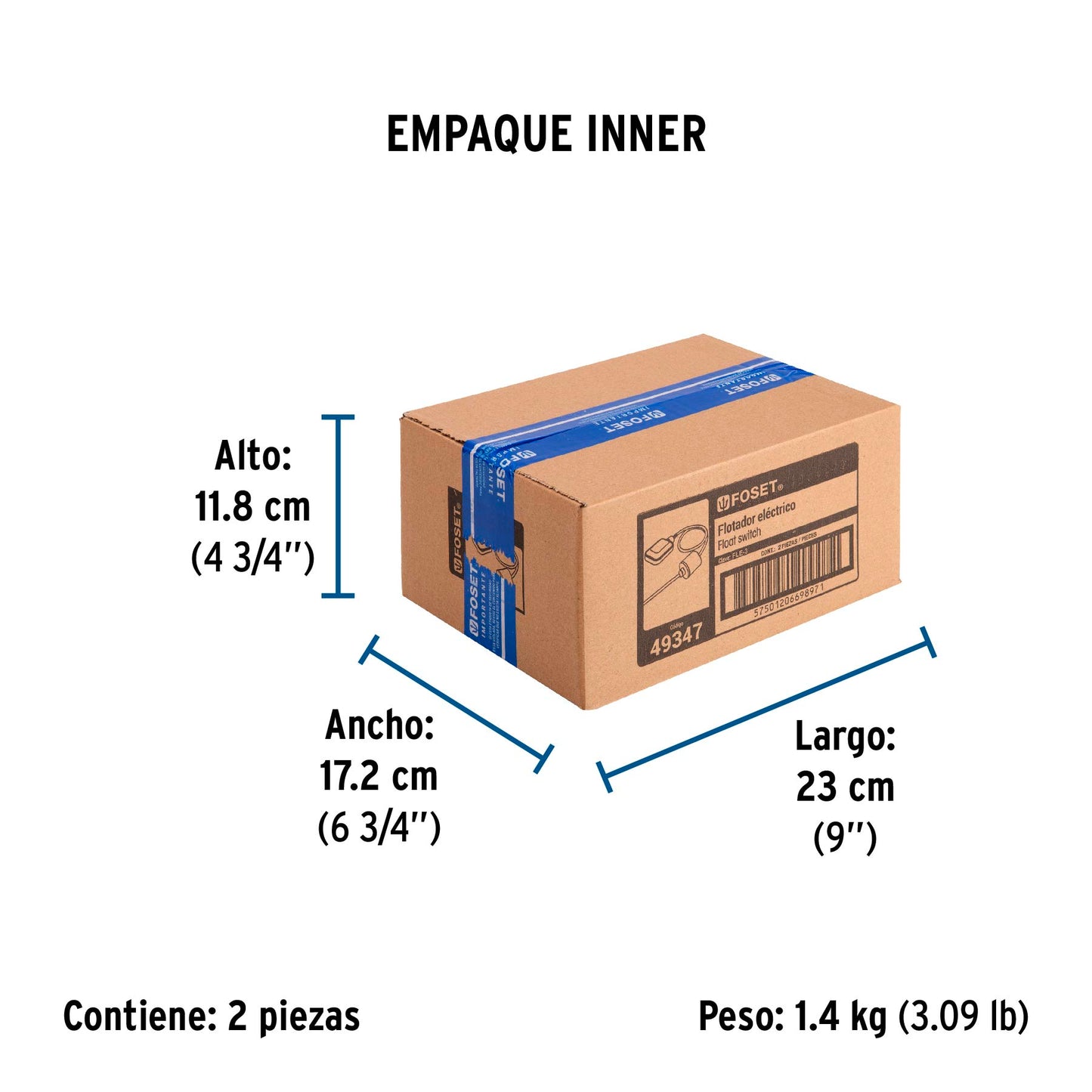 Flotador eléctrico con cable de 3 m, FOSET 49347