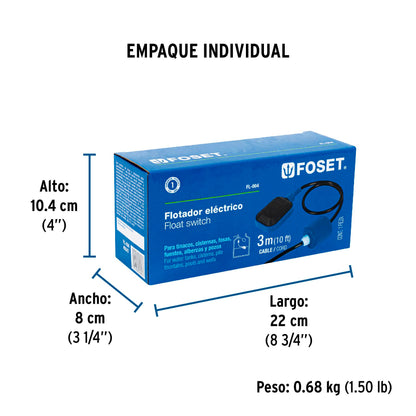 Flotador eléctrico con cable de 3 m, FOSET 49347