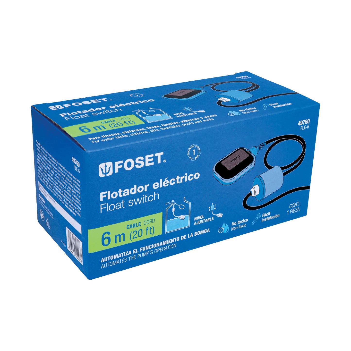 Flotador eléctrico con cable de 6 m, FOSET 49760