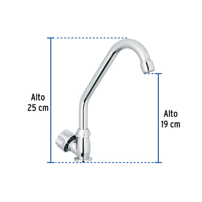 Llave individual fregadero,ABS,cuello corto,hexagonal, BASIC 47379