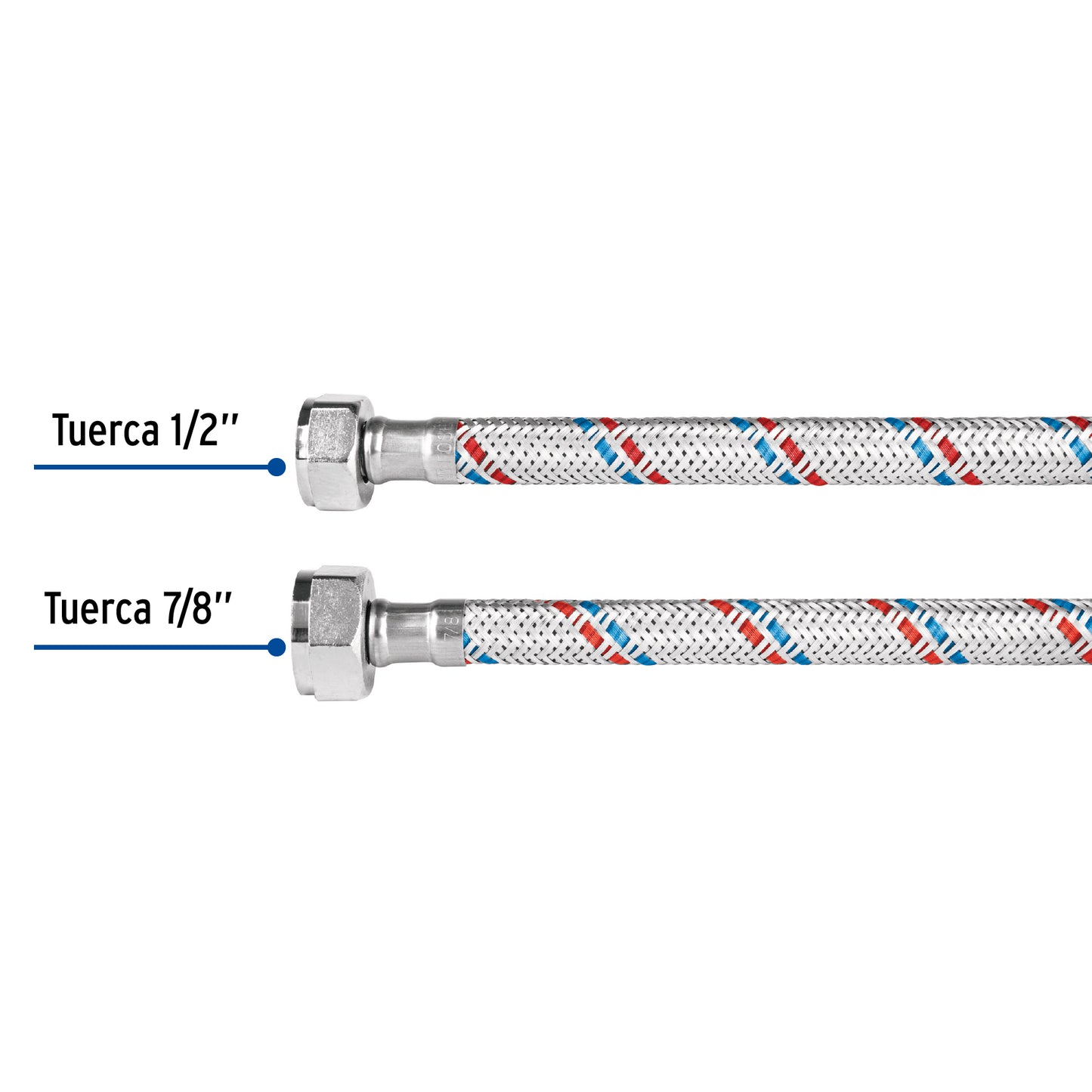 Manguera p/WC, aluminio, 1/2" x 7/8", 35 cm, Basic 26022