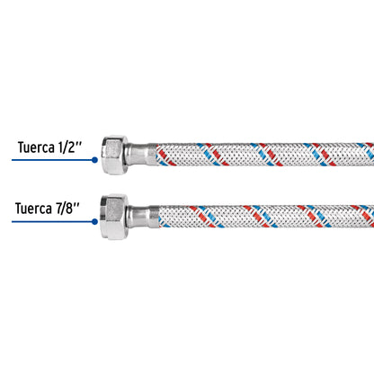 Manguera p/WC, aluminio, 1/2" x 7/8", 35 cm, Basic 26022