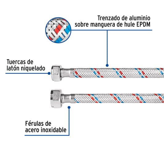 Manguera p/WC, aluminio, 1/2" x 7/8", 50 cm, Basic 48543
