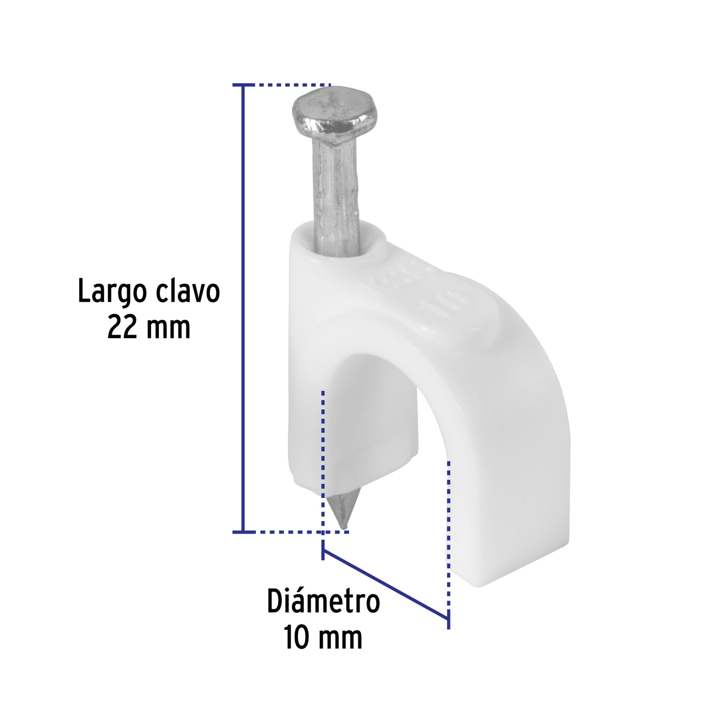 Bolsa con 20 grapas blancas para cable redondo