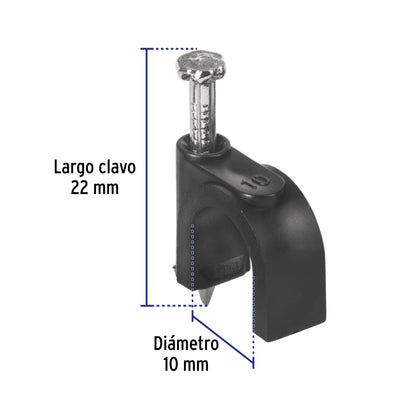 Bolsa con 20 grapas negras para cable redondo
