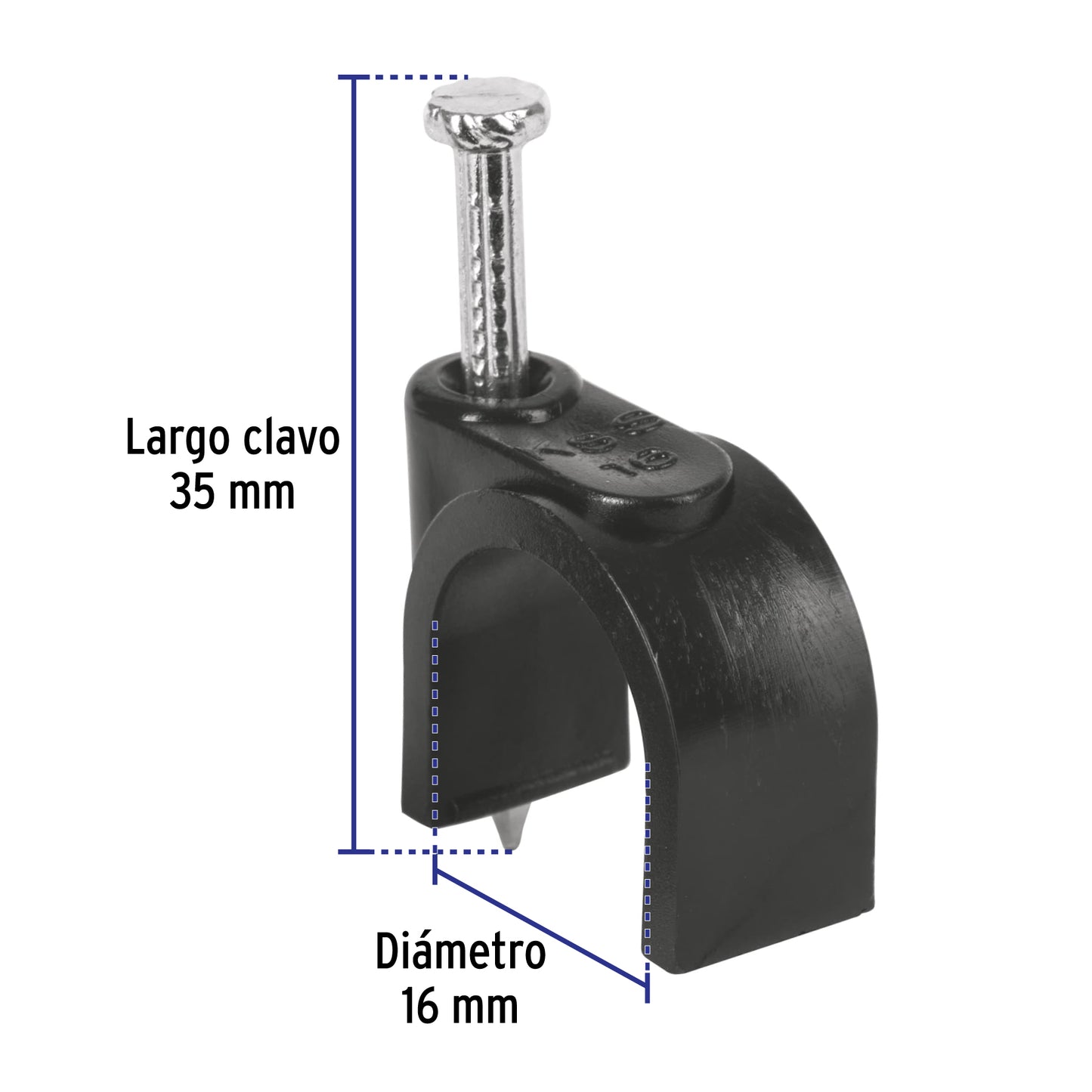 Bolsa con 20 grapas negras para cable redondo