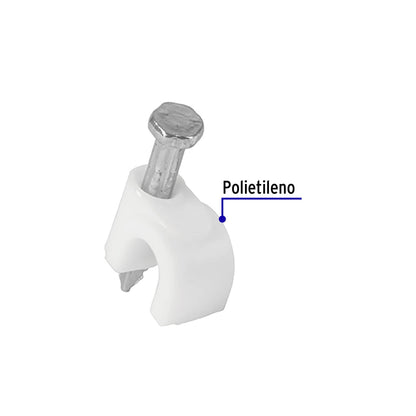 Bolsa con 20 grapas blancas para cable redondo