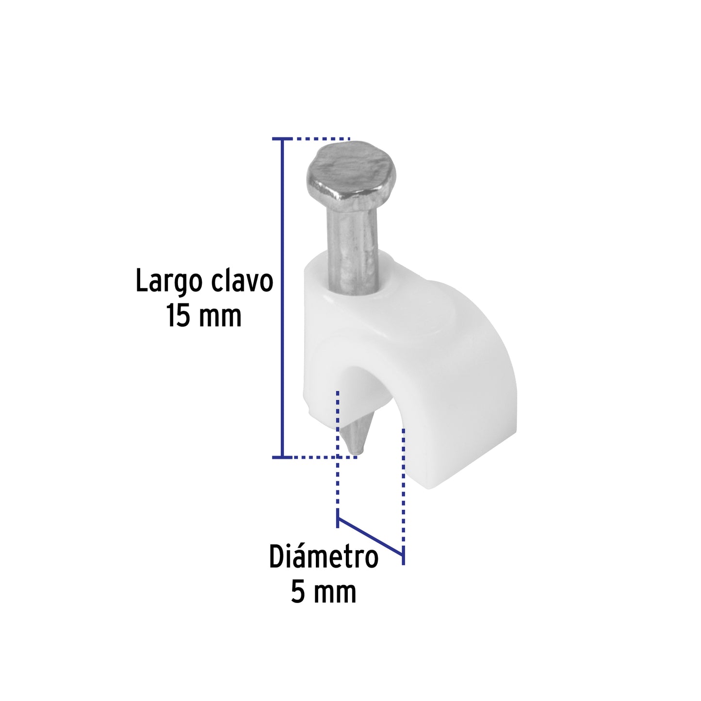 Bolsa con 20 grapas blancas para cable redondo