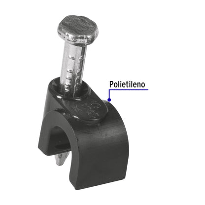 Bolsa con 20 grapas negras para cable redondo