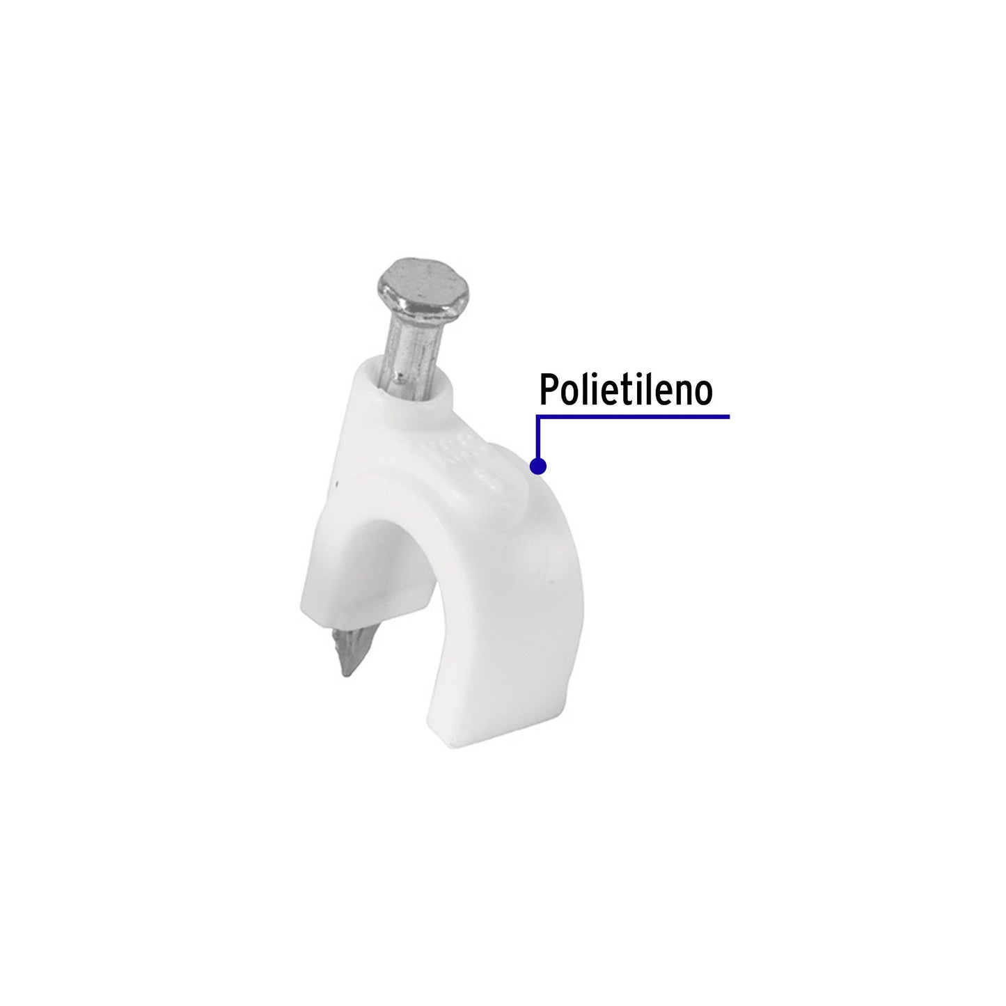 Bolsa con 500 grapas blancas  para cable redondo