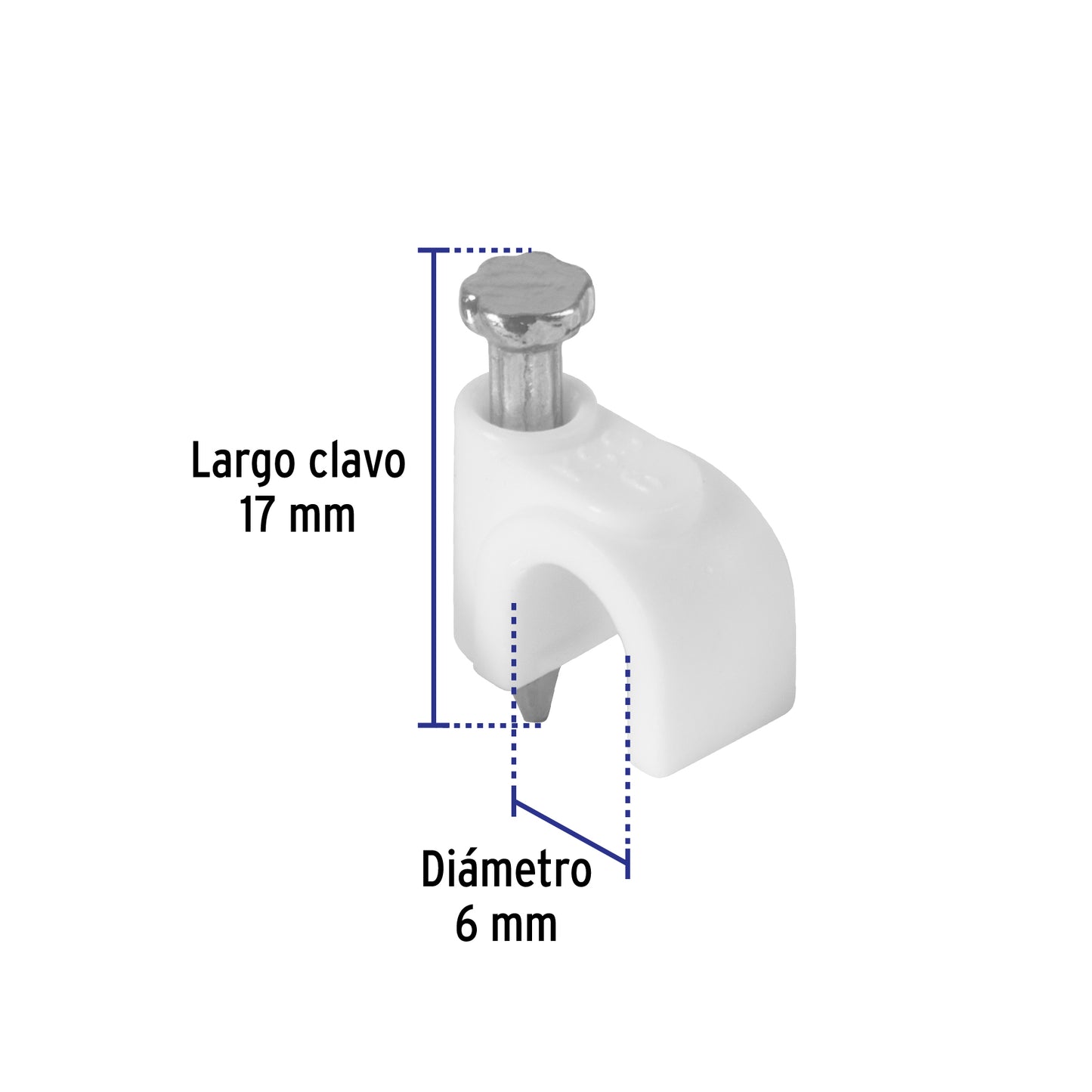 Bolsa con 500 grapas blancas  para cable redondo