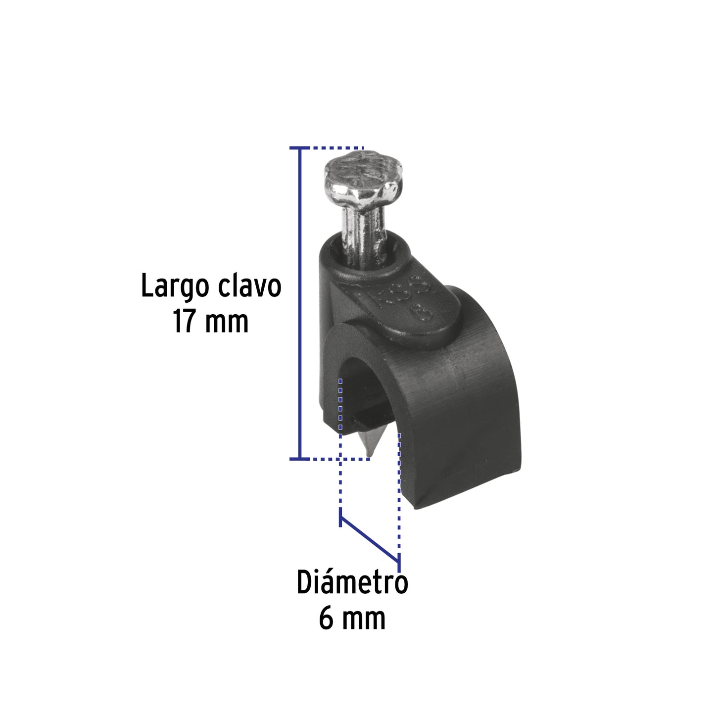 Bolsa con 20 grapas negras para cable redondo