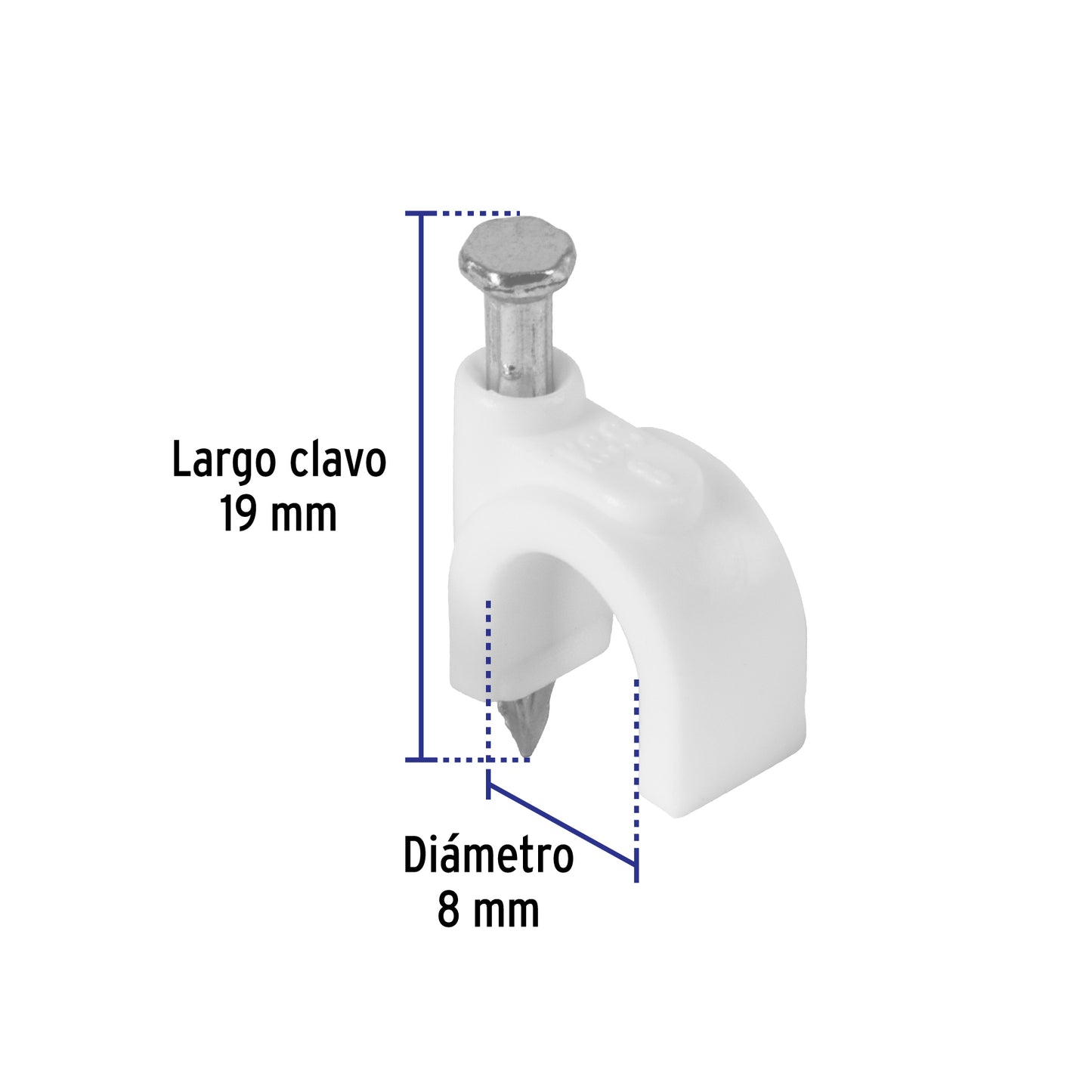 Bolsa con 20 grapas blancas para cable redondo