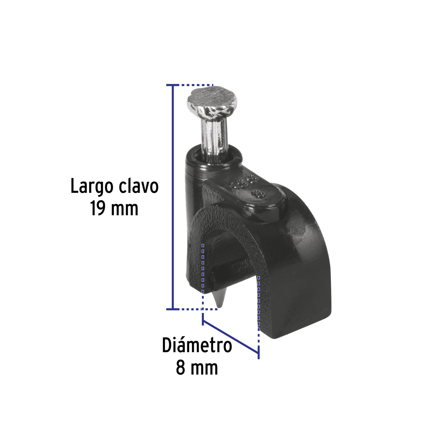 Bolsa con 20 grapas negras para cable redondo