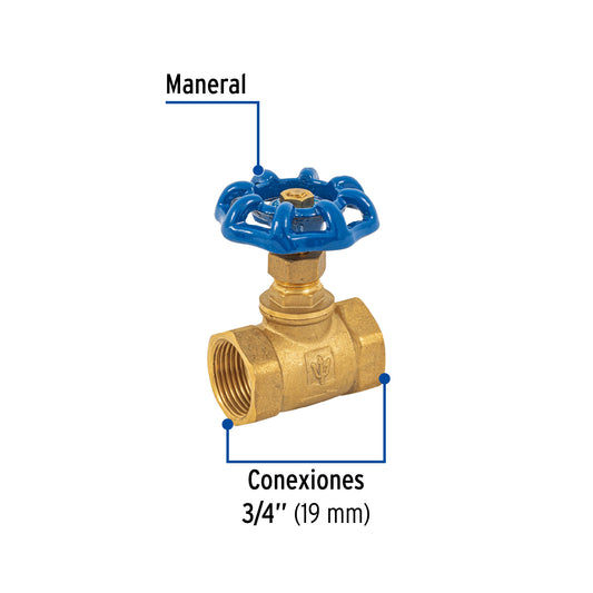 Válvula de globo de latón, roscable de 3/4", FOSET 49039