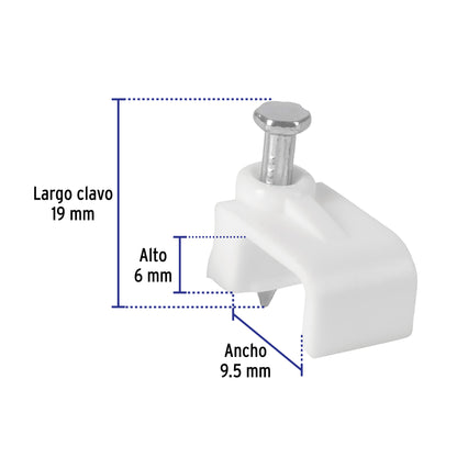 Bolsa con 20 grapas blancas para cable plano