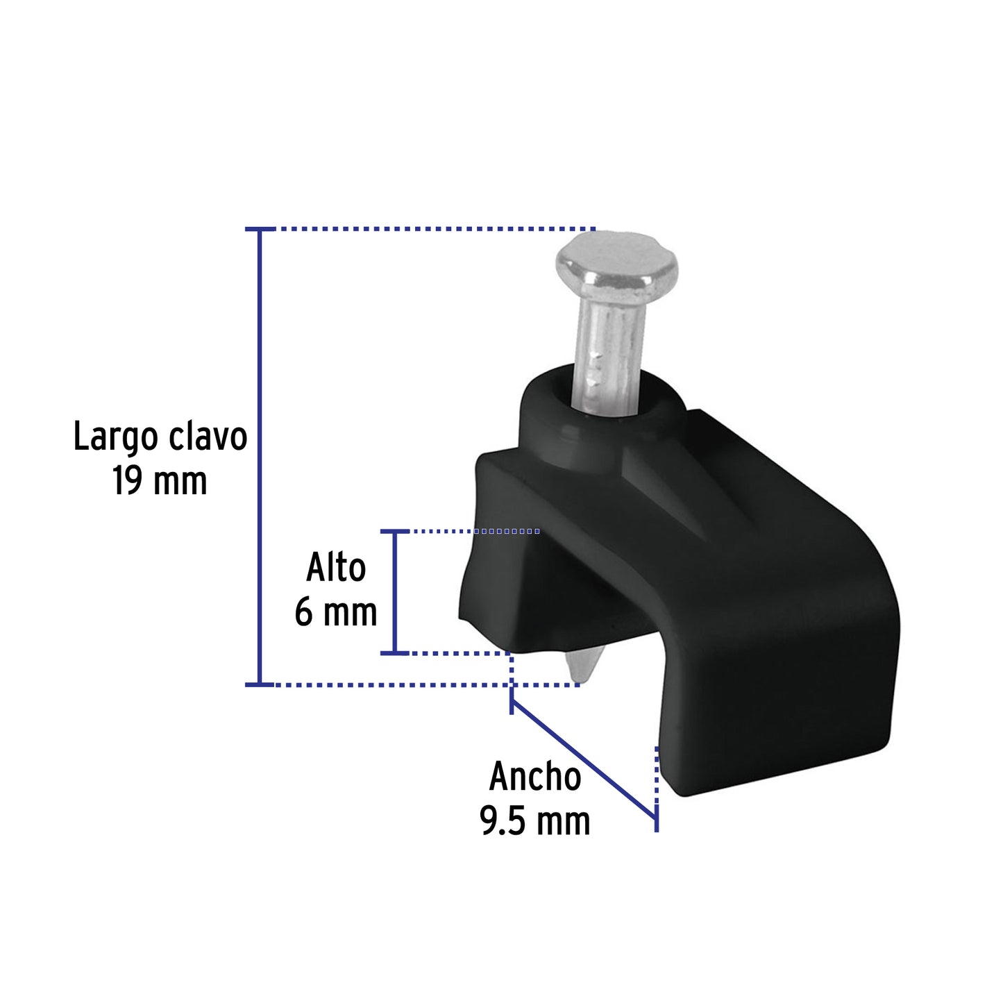 Bolsa con 20 grapas negras para cable plano
