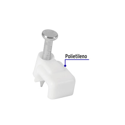 Bolsa con 20 grapas blancas para cable plano