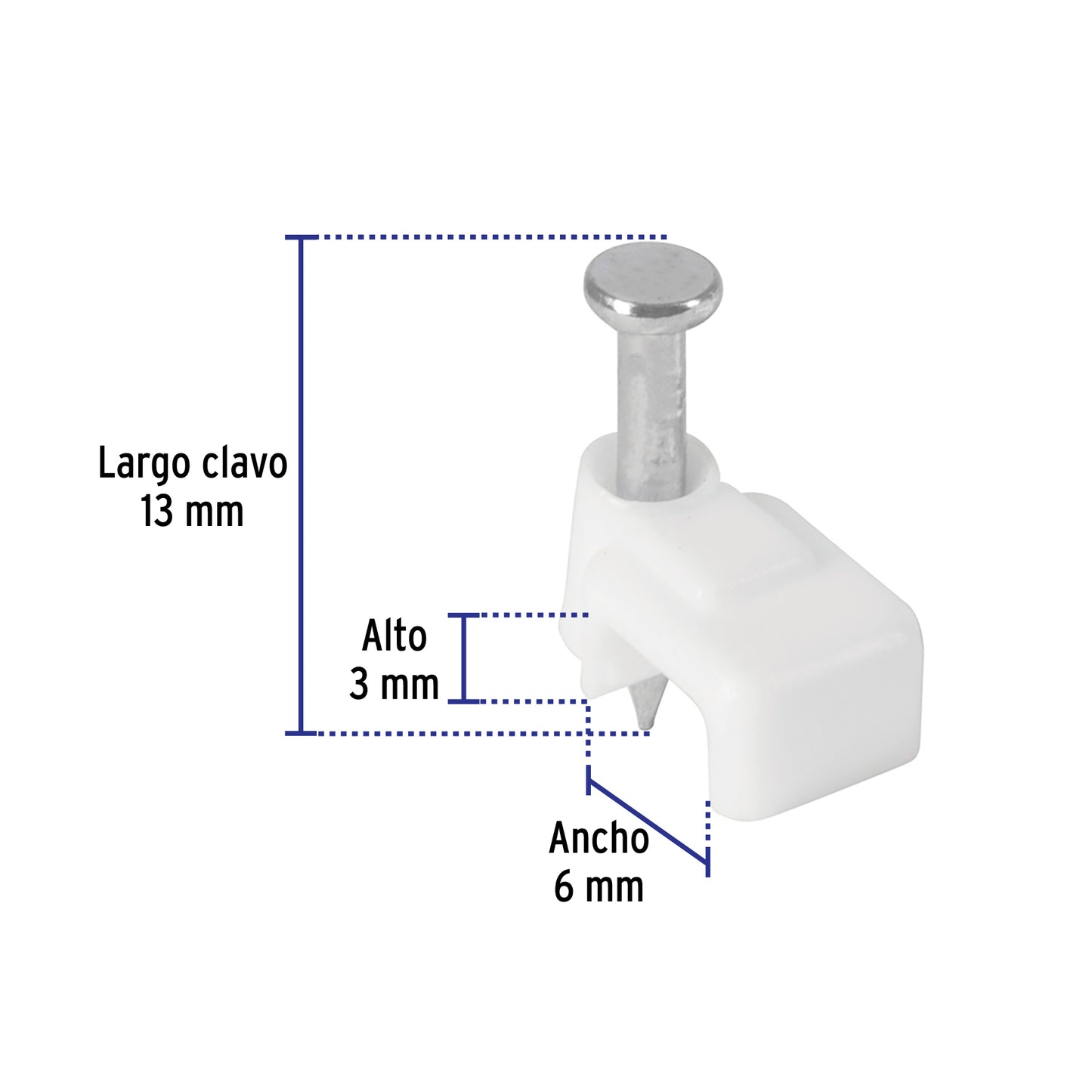 Bolsa con 20 grapas blancas para cable plano