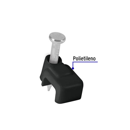 Bolsa con 20 grapas negras para cable plano