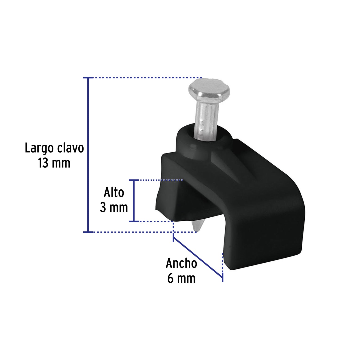 Bolsa con 20 grapas negras para cable plano