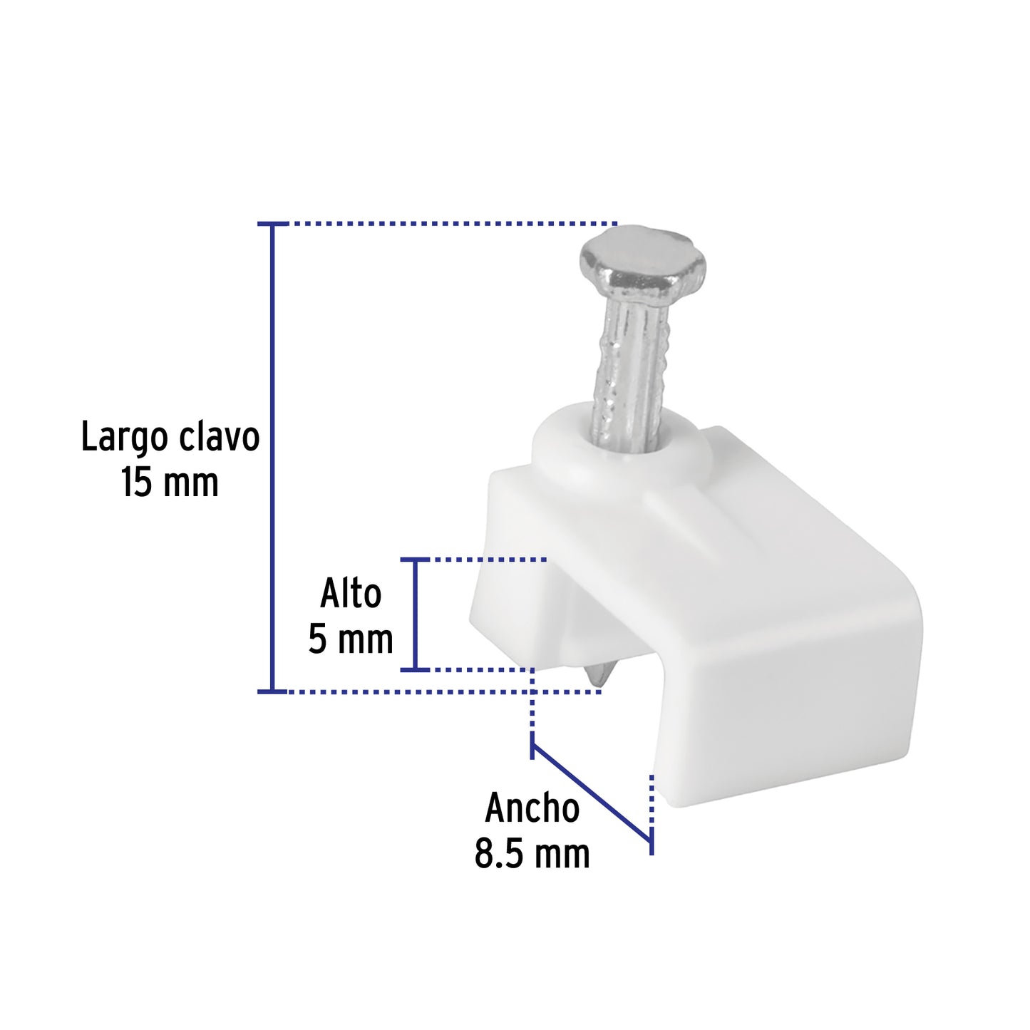 Bolsa con 20 grapas blancas para cable plano