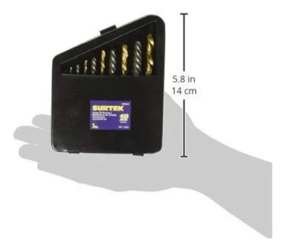 Juego de extractor para tornillos con brocas, 10 piezas