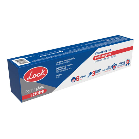 Cerrojo para embutir de gancho, níquel satinado, llave tetra, en caja